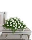 Peaceful in White Casket Spray -A local Pittsburgh florist for flowers in Pittsburgh. PA